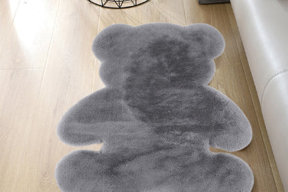 Bear Shaped Carpet Modern Luxury Plush Rugs for Living Room Home Decor-Gray