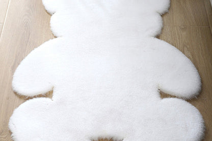 Bear Shaped Carpet Modern Luxury Plush Rugs for Living Room Home Decor-White