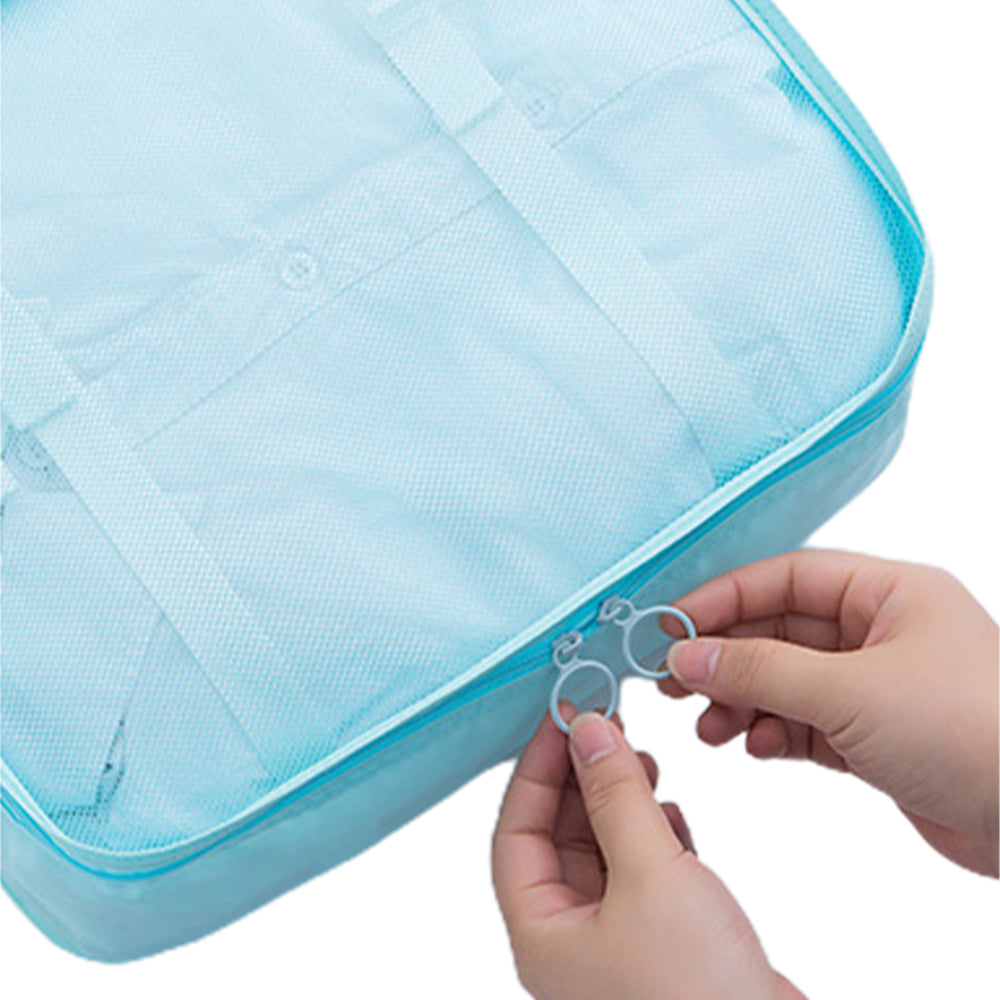 8Pcs Packing Cubes Travel Pouches Luggage Organizer Clothes Suitcase Storage Bag -Dark blue