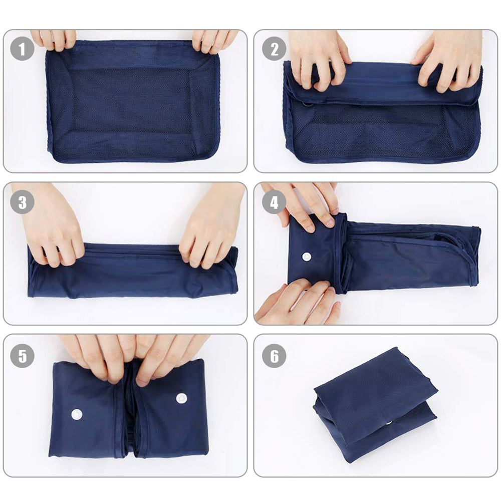 10Pcs Packing Cubes Travel Pouches Luggage Organizer Clothes Suitcase Storage Bag -Navy