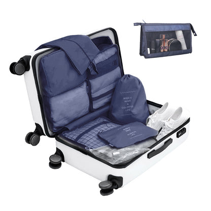 10Pcs Packing Cubes Travel Pouches Luggage Organizer Clothes Suitcase Storage Bag -Navy