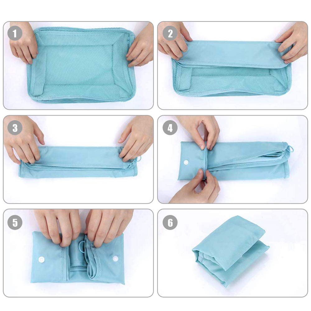 10Pcs Packing Cubes Travel Pouches Luggage Organizer Clothes Suitcase Storage Bag -Dark blue