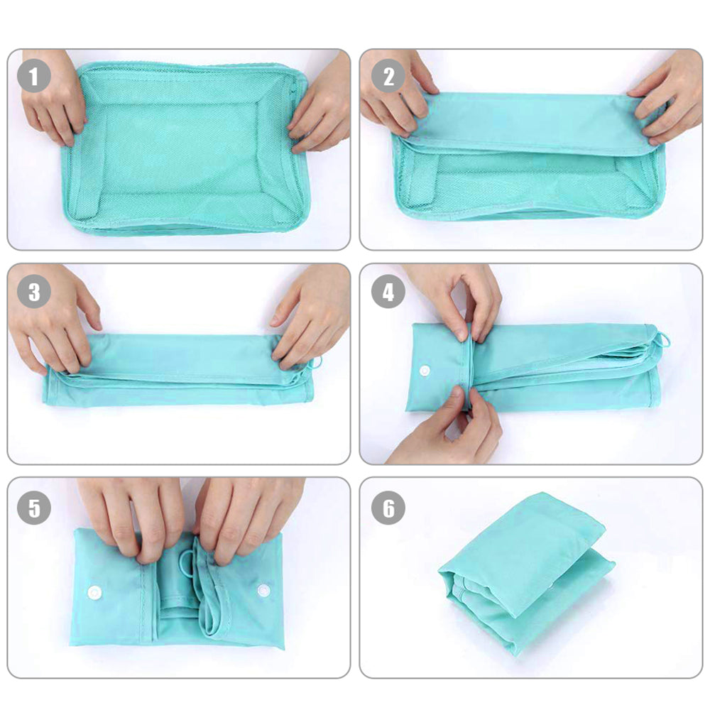 10Pcs Packing Cubes Travel Pouches Luggage Organizer Clothes Suitcase Storage Bag -Light blue