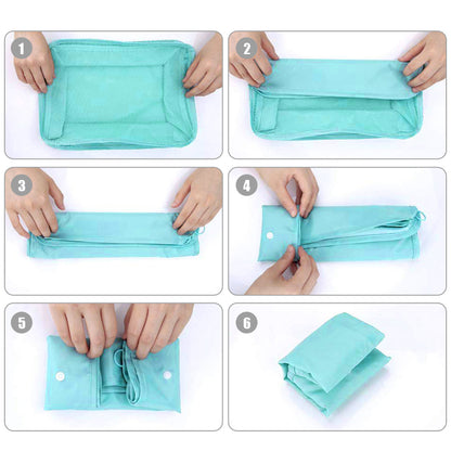 10Pcs Packing Cubes Travel Pouches Luggage Organizer Clothes Suitcase Storage Bag -Light blue