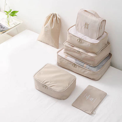 10Pcs Packing Cubes Travel Pouches Luggage Organizer Clothes Suitcase Storage Bag -Beige