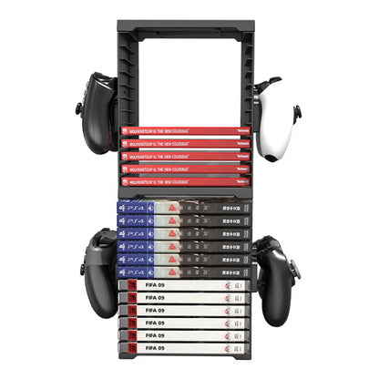 For PS5 Game Storage Tower Discs Headset Rack Holder Stand