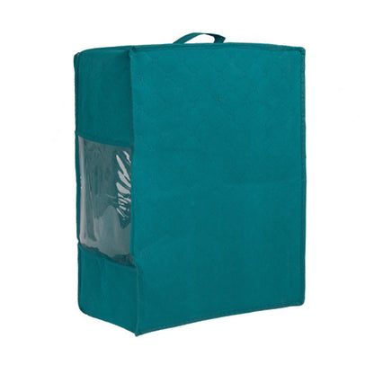 3Pcs Foldable Clothing Storage Bags Wardrobe Organiser with Clear Window Dark Cyan