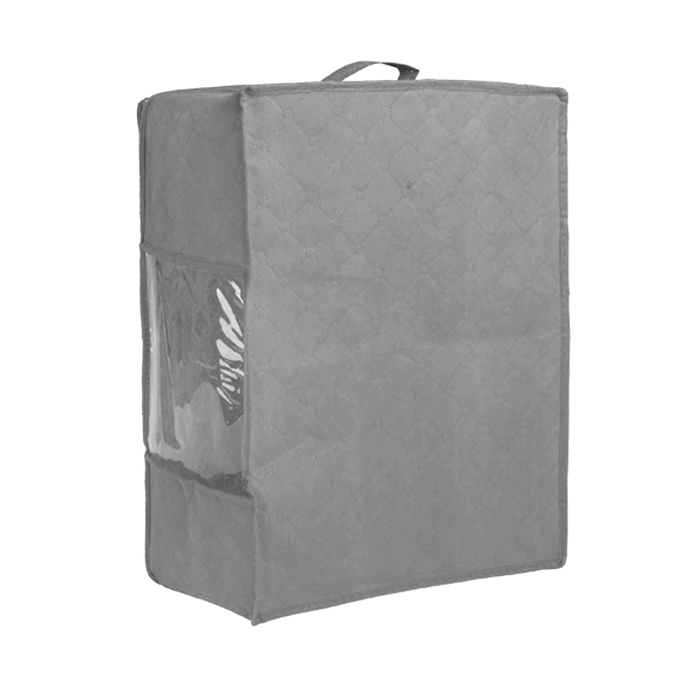 3Pcs Foldable Clothing Storage Bags Wardrobe Organiser with Clear Window Gray