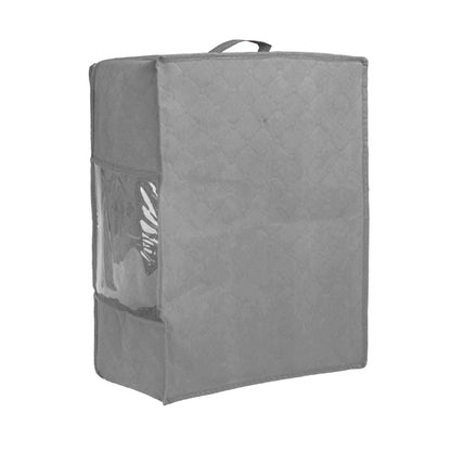 3Pcs Foldable Clothing Storage Bags Wardrobe Organiser with Clear Window Gray
