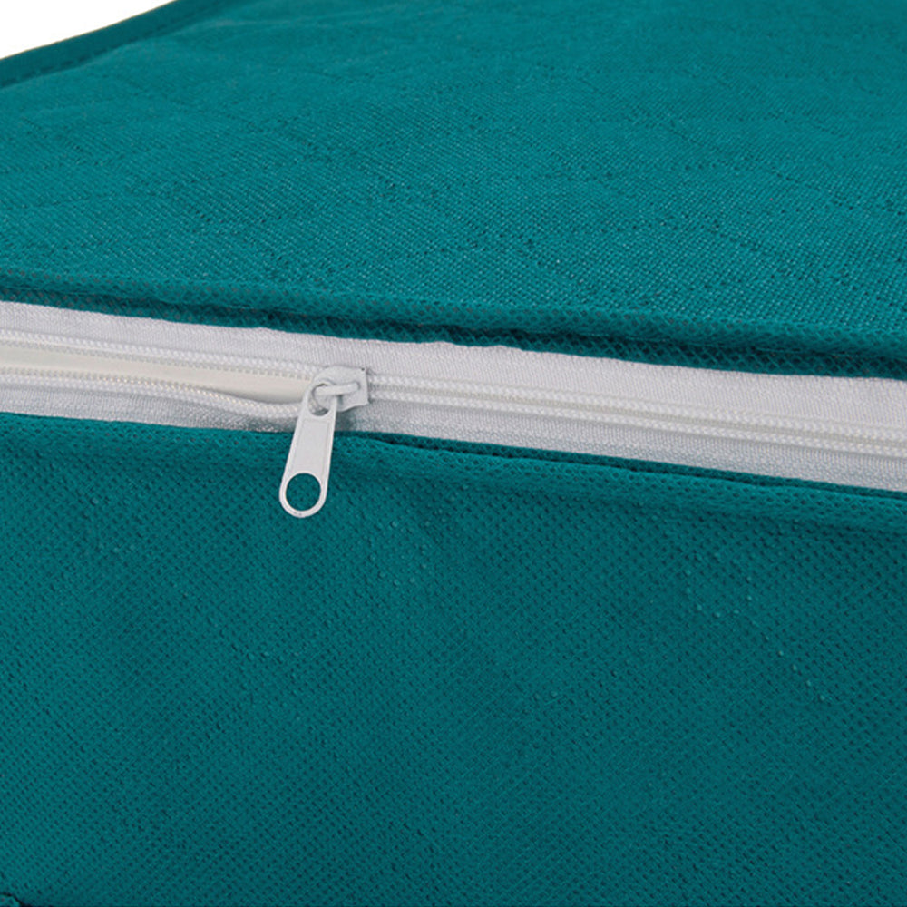 3Pcs Foldable Clothing Storage Bags Wardrobe Organiser with Clear Window Dark Cyan
