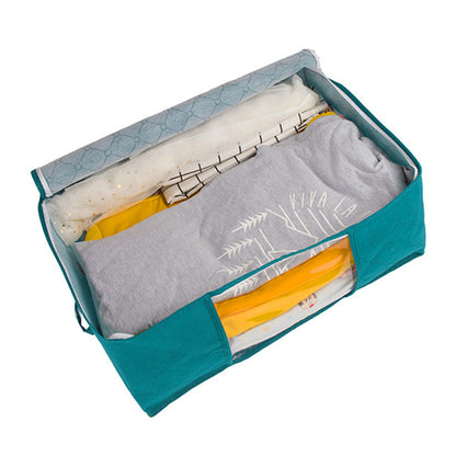 3Pcs Foldable Clothing Storage Bags Wardrobe Organiser with Clear Window Dark Cyan