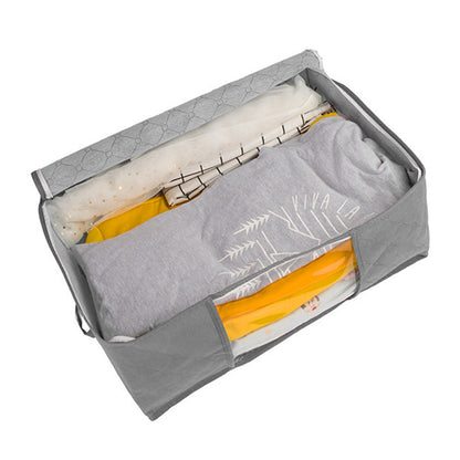 3Pcs Foldable Clothing Storage Bags Wardrobe Organiser with Clear Window Gray