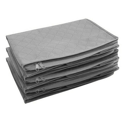 3Pcs Foldable Clothing Storage Bags Wardrobe Organiser with Clear Window Gray