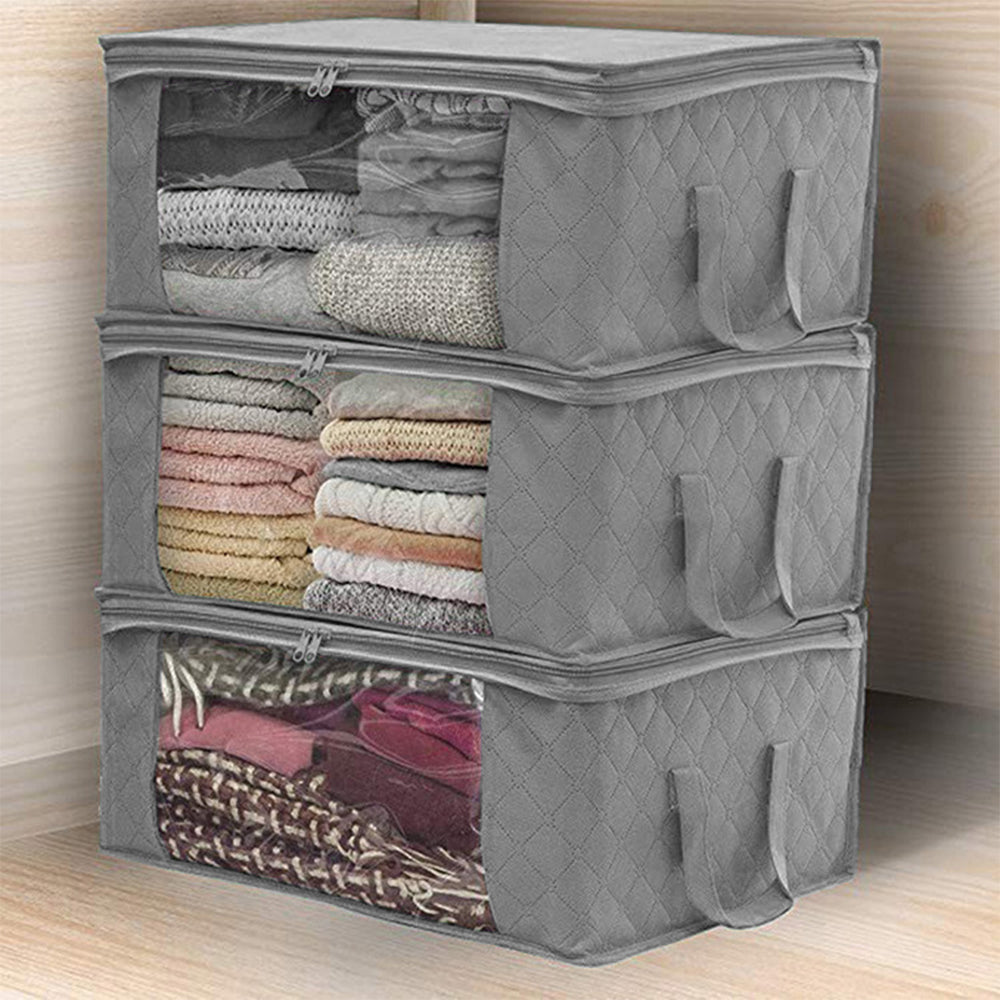 2 Piece Clothes Quilt Blanket Storage Bag - Grey