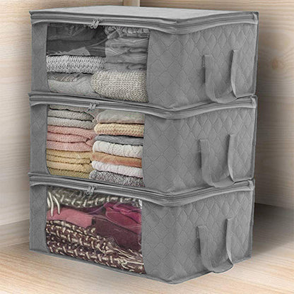 2 Piece Clothes Quilt Blanket Storage Bag - Grey