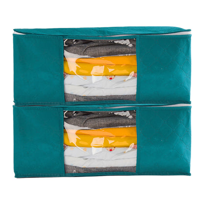 2 Piece Clothes Quilt Blanket Storage Bag - Blue