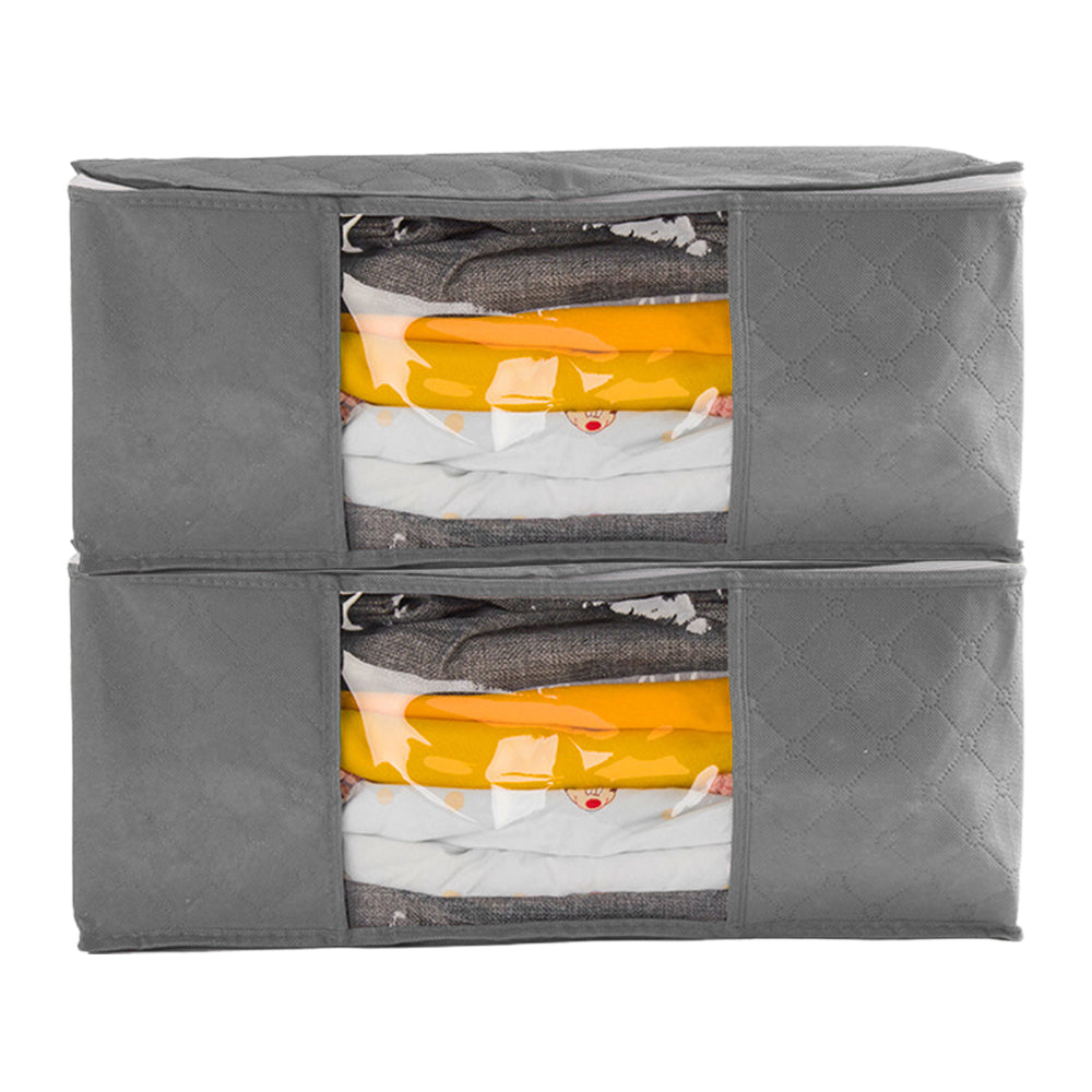 2 Piece Clothes Quilt Blanket Storage Bag - Grey
