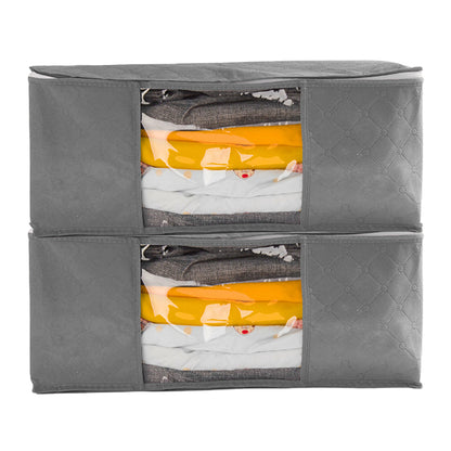 2 Piece Clothes Quilt Blanket Storage Bag - Grey
