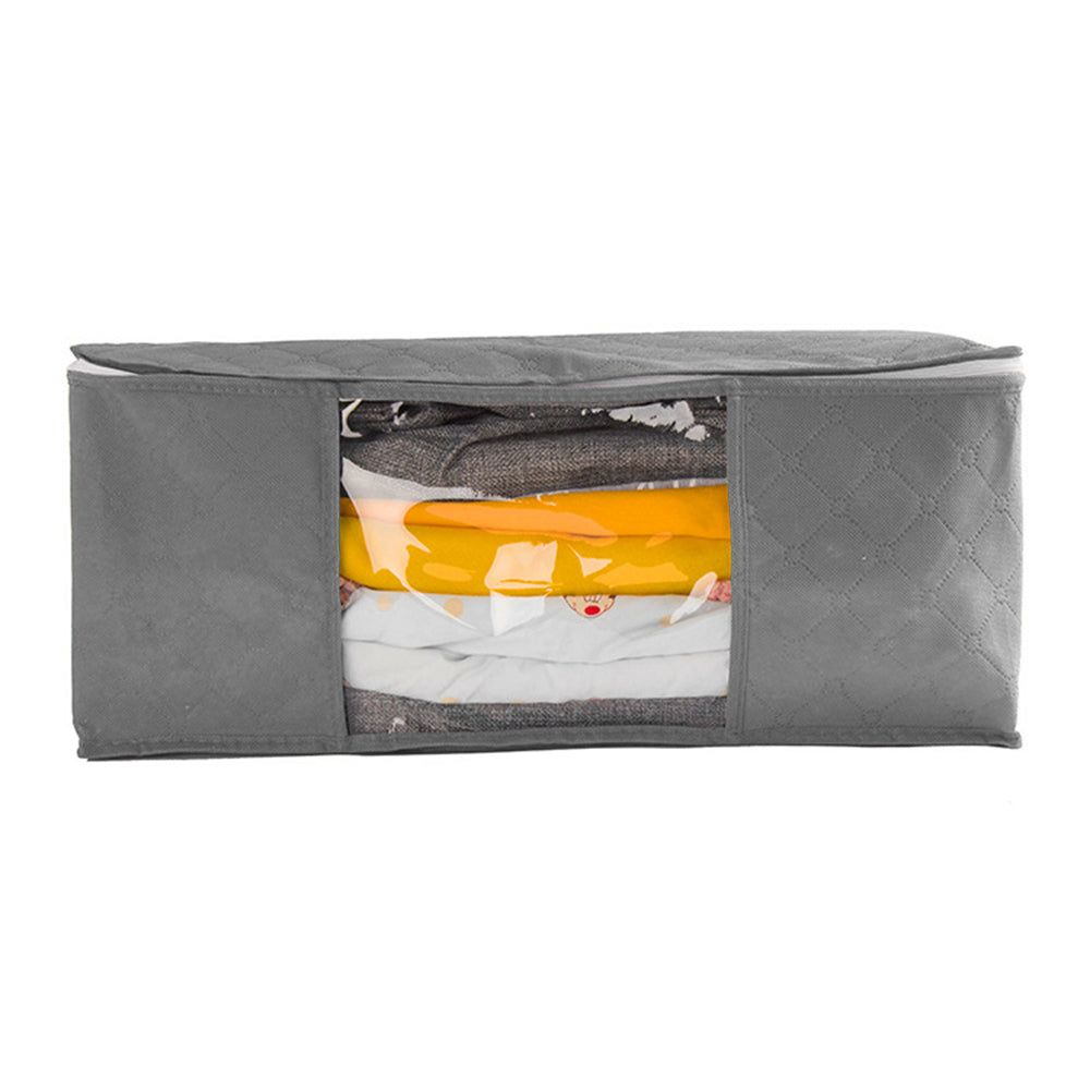 3Pcs Foldable Clothing Storage Bags Wardrobe Organiser with Clear Window Gray