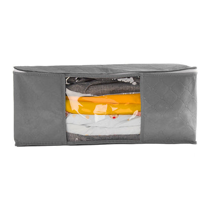 3Pcs Foldable Clothing Storage Bags Wardrobe Organiser with Clear Window Gray