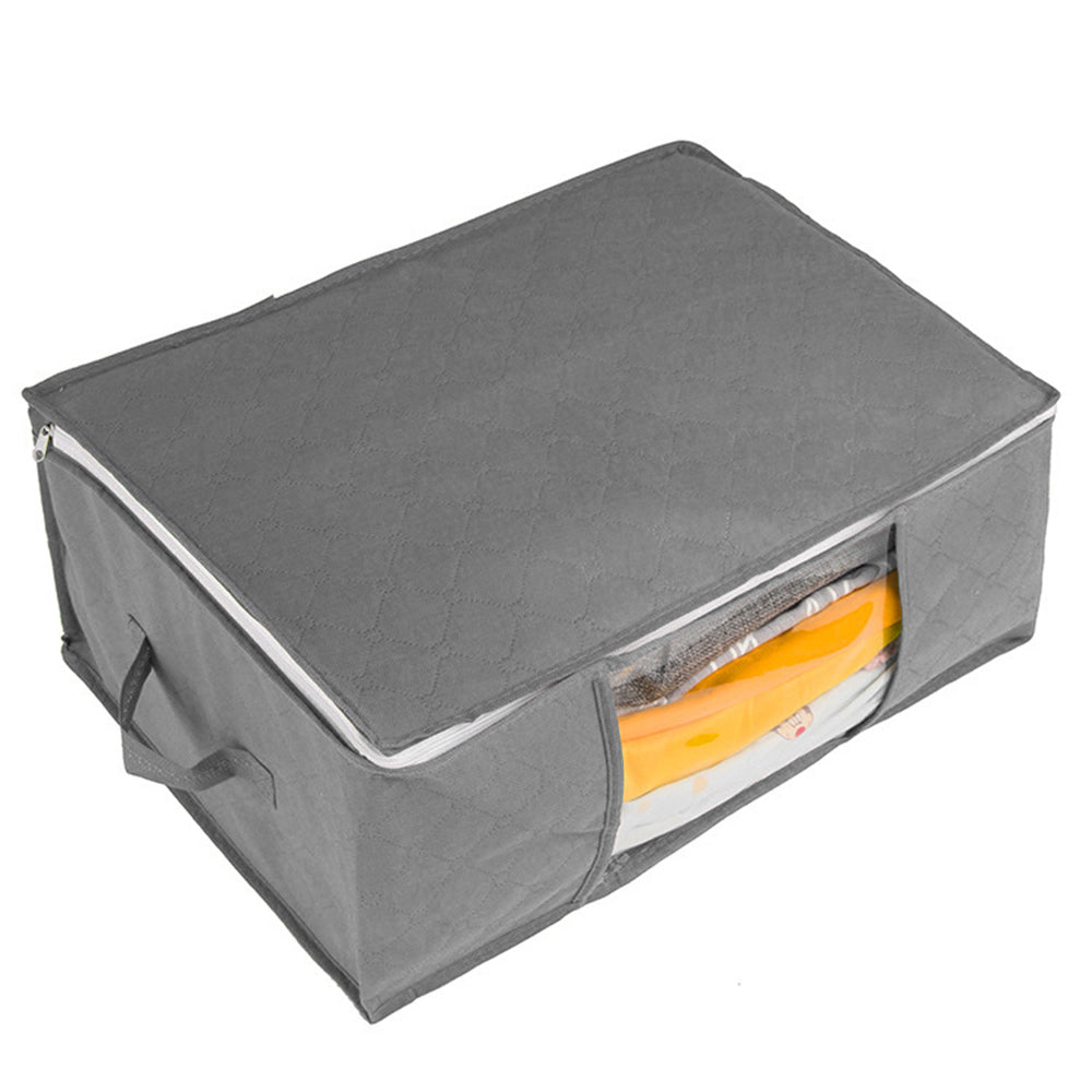 3Pcs Foldable Clothing Storage Bags Wardrobe Organiser with Clear Window Gray