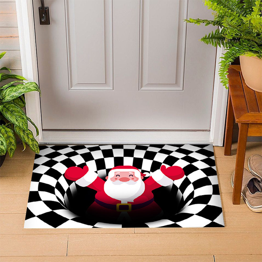 Christmas 3D Printed Vortex Illusion Floor Door Mat Anti-slip Black-M