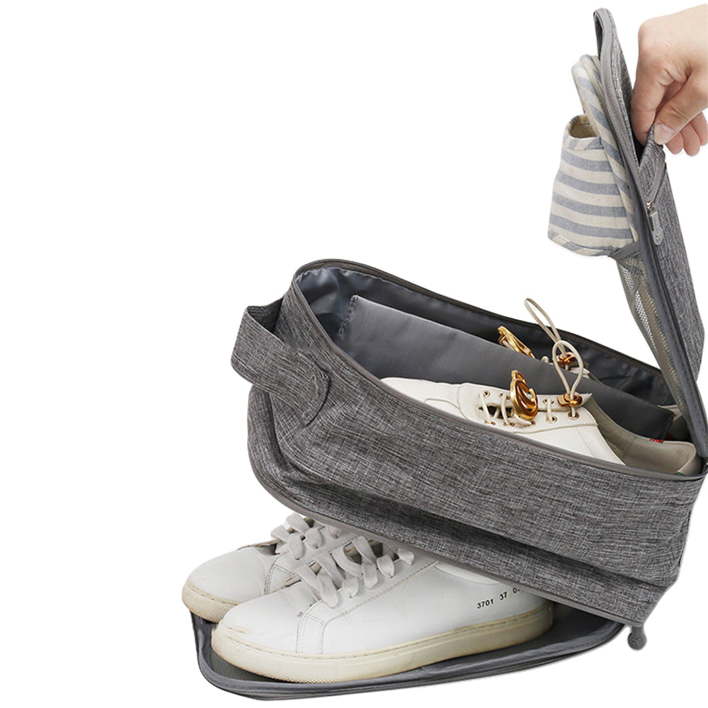1Pcs Travel Shoe Storage Bag Holds 3 Pair of Shoes Large Grey