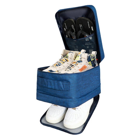 1Pcs Travel Shoe Storage Bag Holds 3 Pair of Shoes Large Navy Blue