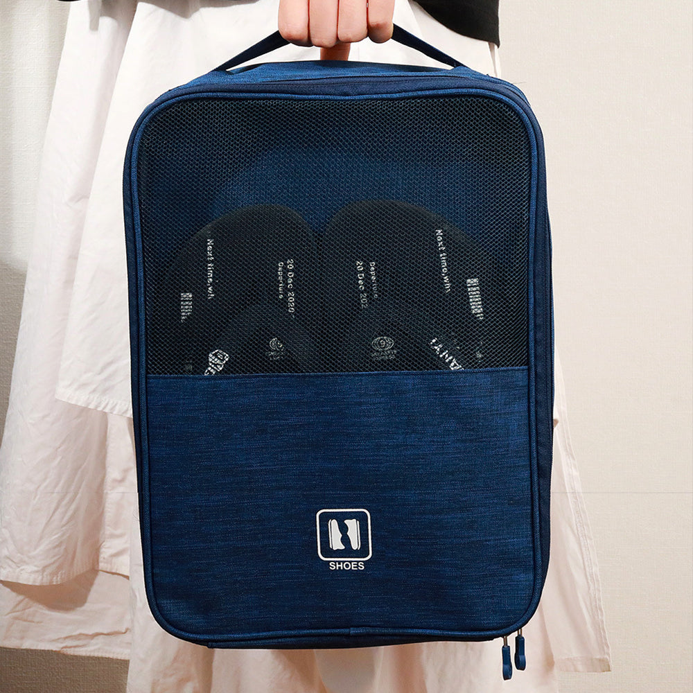 1Pcs Travel Shoe Storage Bag Holds 3 Pair of Shoes Large Navy Blue