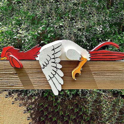 Resting Rooster Ornaments Funny Fence Decoration for Outdoor Farm Garden Home