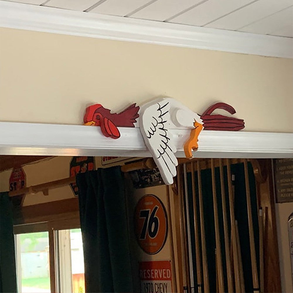 Resting Rooster Ornaments Funny Fence Decoration for Outdoor Farm Garden Home