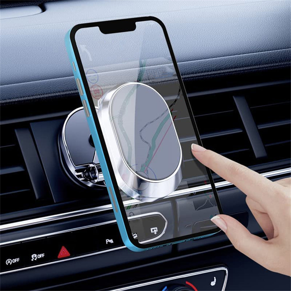 Magnetic Car Phone Holder 360 Rotating Folding Cell Phone Mount Stick for Universal Phones Car Mount -Silver