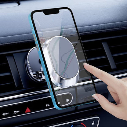 Magnetic Car Phone Holder 360 Rotating Folding Cell Phone Mount Stick for Universal Phones Car Mount -Silver