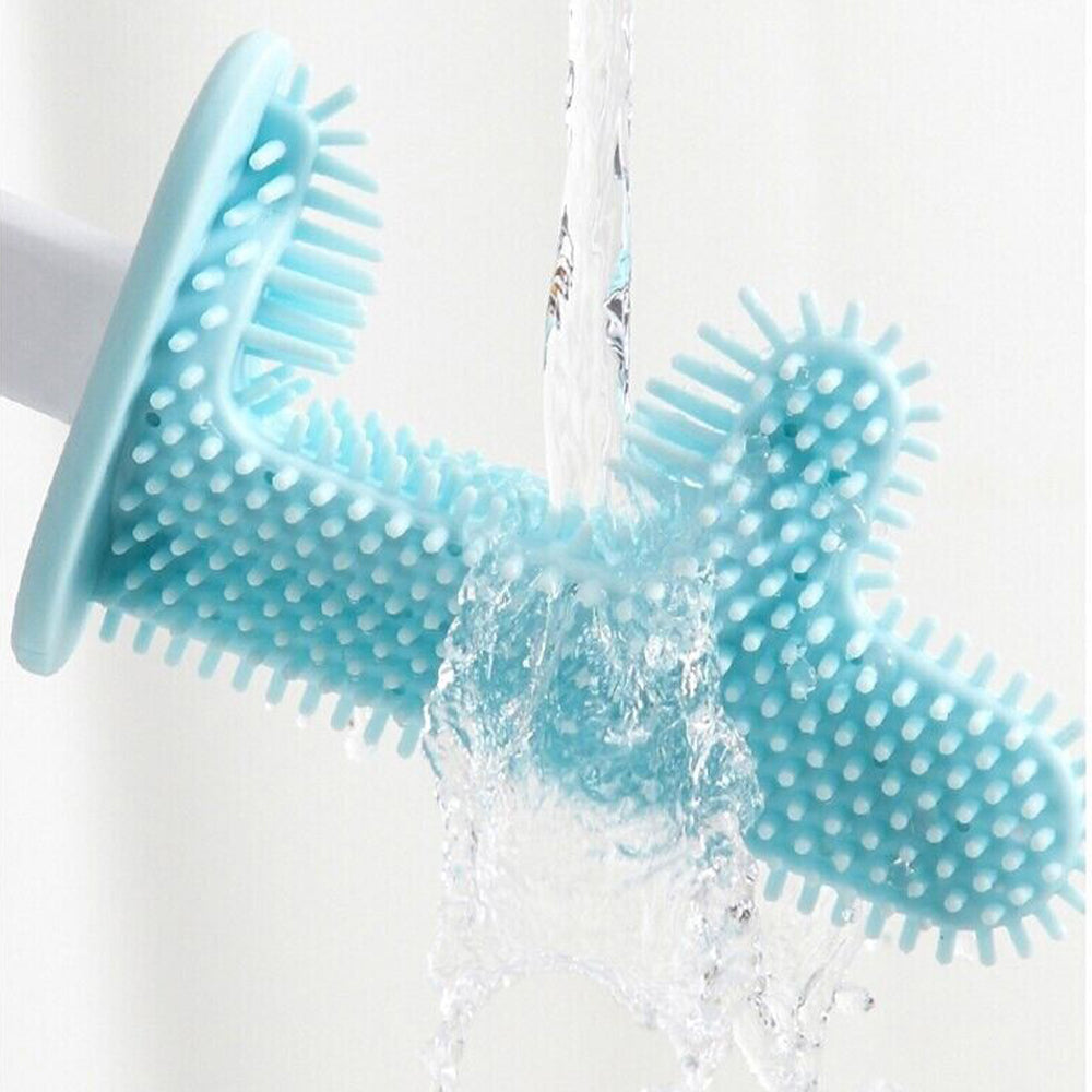 Cactus Toilet Brush Silicone Wall Mounted Bathroom Cleaning Brush with Ventilation Slots Base White
