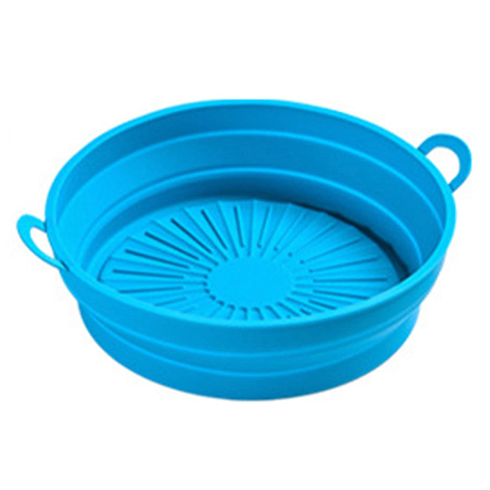 2Pcs Foldable Air Fryer Silicone Pot Air Fryer Liner Blue
