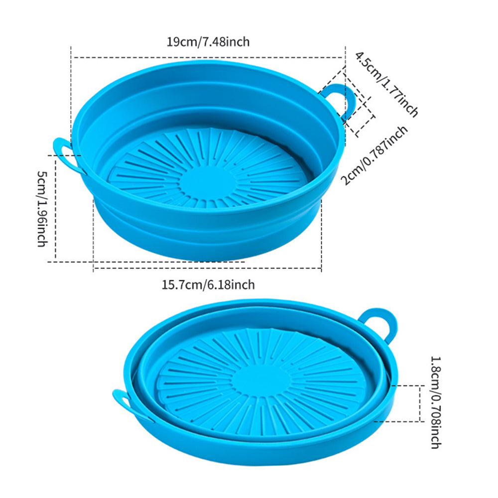 2Pcs Foldable Air Fryer Silicone Pot Air Fryer Liner Blue