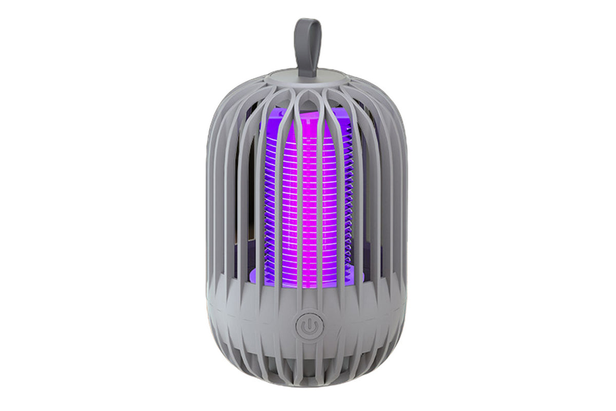 Solar Bug Zapper for Outdoor Indoor USB Rechargeable Mosquito Killer Lamp with UV Light-Gray