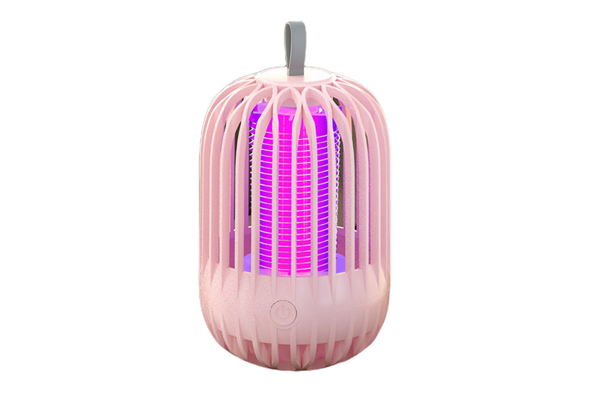 Solar Bug Zapper for Outdoor Indoor USB Rechargeable Mosquito Killer Lamp with UV Light-Pink