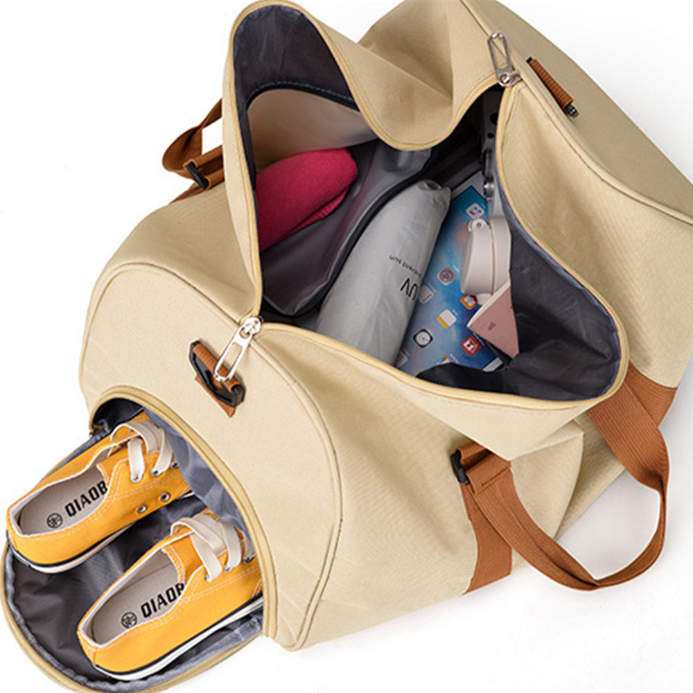 Portable Duffel Bag Travel Bag Toiletry Wash Organizer Pouch Travel Holdall Bag -Khaki