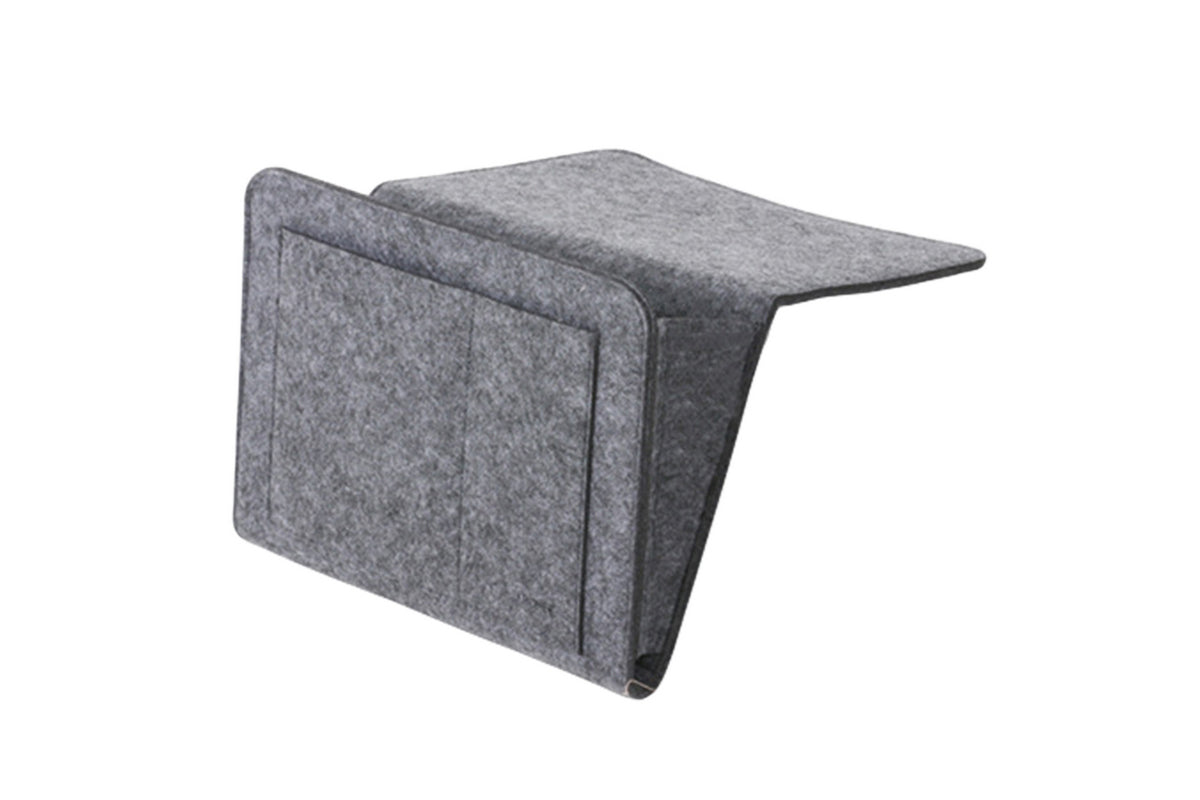 Bed Organizer Felt Hanging Storage Bag With Tissue Box Water Bottle Pocket-Grey
