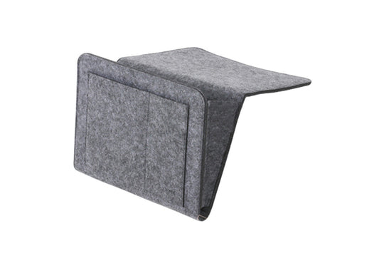 Bed Organizer Felt Hanging Storage Bag With Tissue Box Water Bottle Pocket-Grey