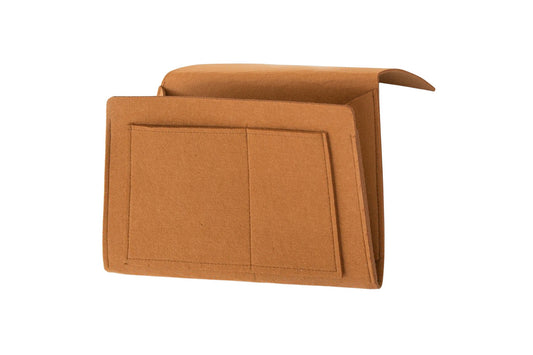 Bed Organizer Felt Hanging Storage Bag With Tissue Box Water Bottle Pocket-Khaki