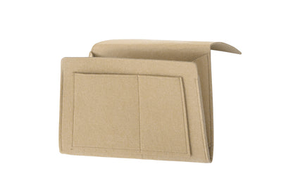 Bed Organizer Felt Hanging Storage Bag With Tissue Box Water Bottle Pocket-Beige