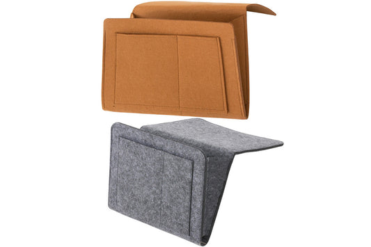 2Pcs Bed Organizer Felt Hanging Storage Bag With Tissue Box Water Bottle Pocket-Grey And Khaki