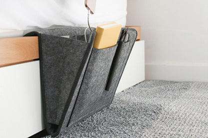 2Pcs Bed Organizer Felt Hanging Storage Bag With Tissue Box Water Bottle Pocket-Grey And Khaki