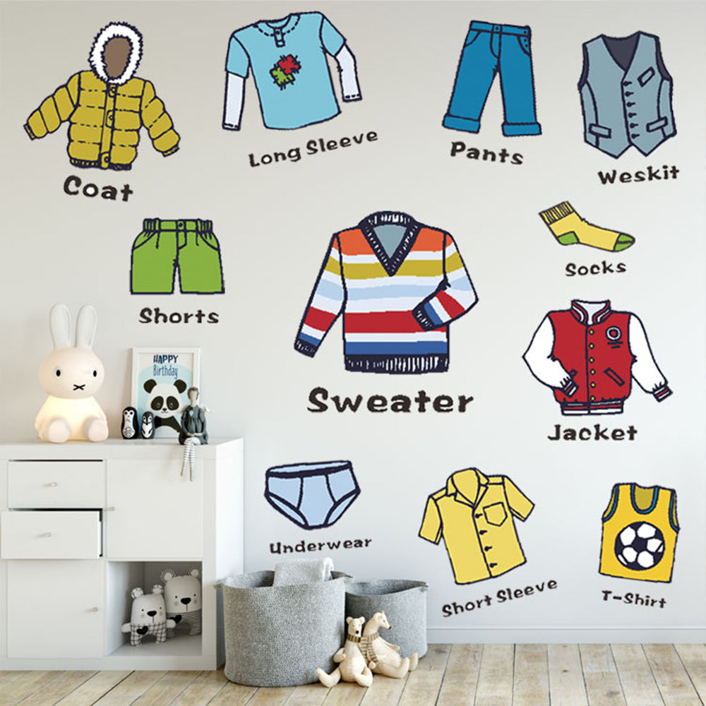 Set of 2 Sheet Dresser Clothing Decal Label Wardrobe Drawer Clothing Classification Stickers