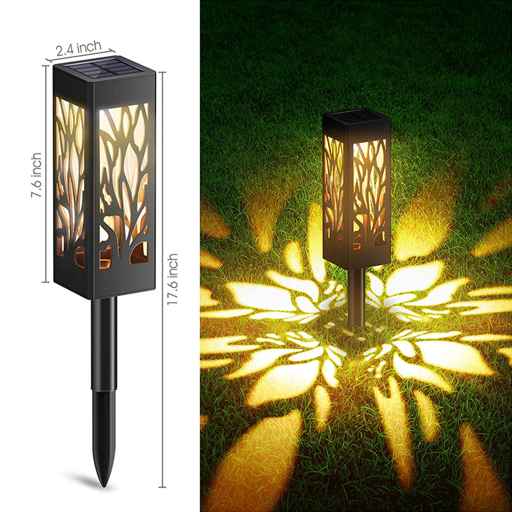 Solar Firework Light 6Pcs Hollow Carved Solar Light Patio Walkway Lamp Outdoor Garden Decor -Warm white