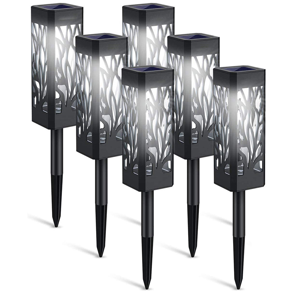 Solar Firework Light 6Pcs Hollow Carved Solar Light Patio Walkway Lamp Outdoor Garden Decor -White