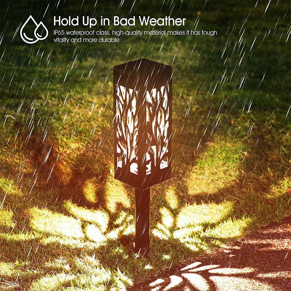 Solar Firework Light 6Pcs Hollow Carved Solar Light Patio Walkway Lamp Outdoor Garden Decor -Warm white