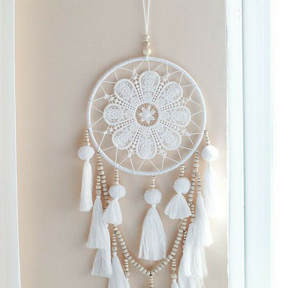 Hand Woven Macrame Dream Catcher Wall Hanging Ornament Home Bedroom Decor with Tassels